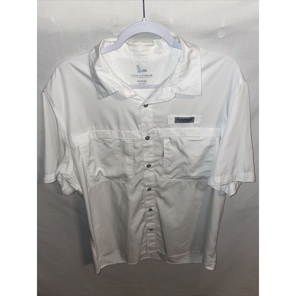 Field & Stream Fishing Shirt Men’s Size Medium White Button Up Short Sleeve